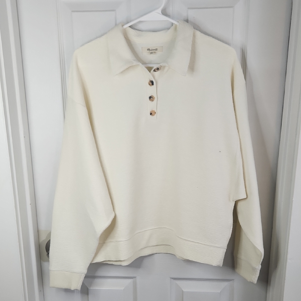 Madewell Jaquard Ottoman Polo Top - Picture 2 of 10